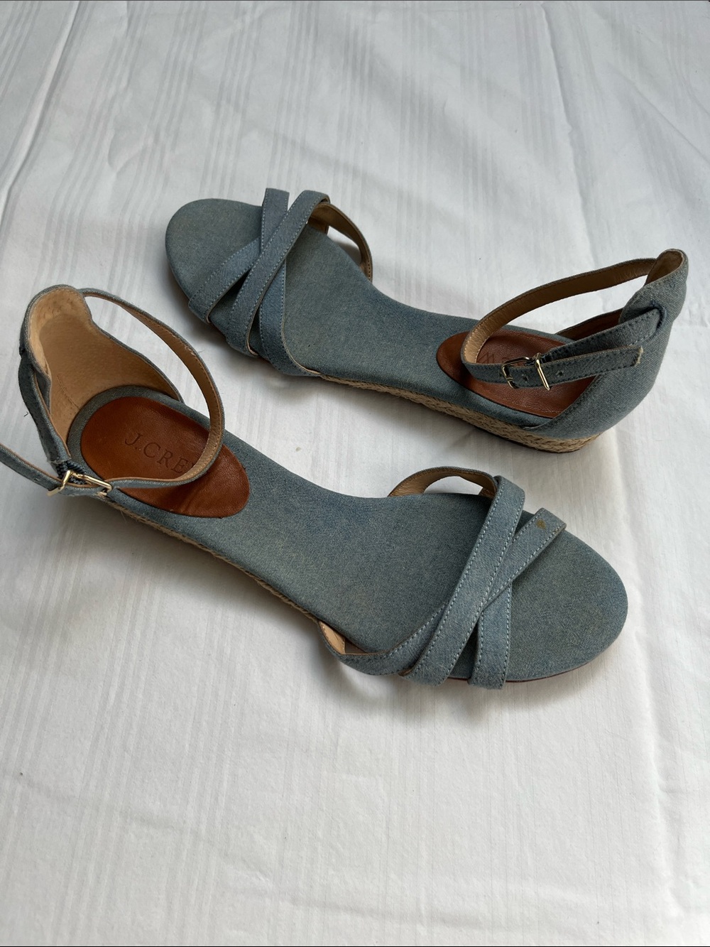 J. Crew Women's Light Blue Espadrille Ankle-Strap Sandals Size 9